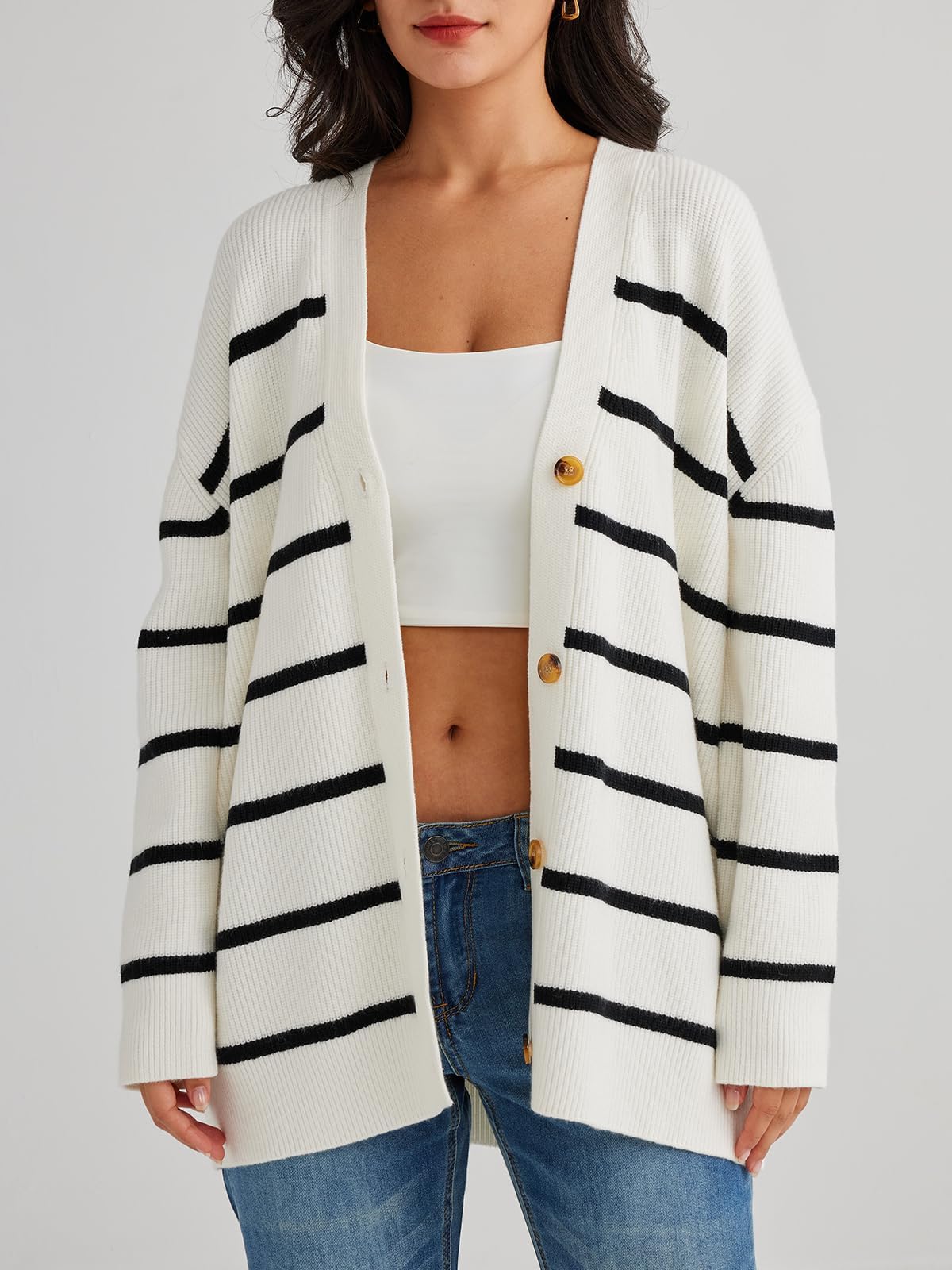 Front Buttoned V-neck Loose Cardigan Sweater (Buy 2 Free Shipping)