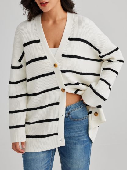 Front Buttoned V-neck Loose Cardigan Sweater (Buy 2 Free Shipping)