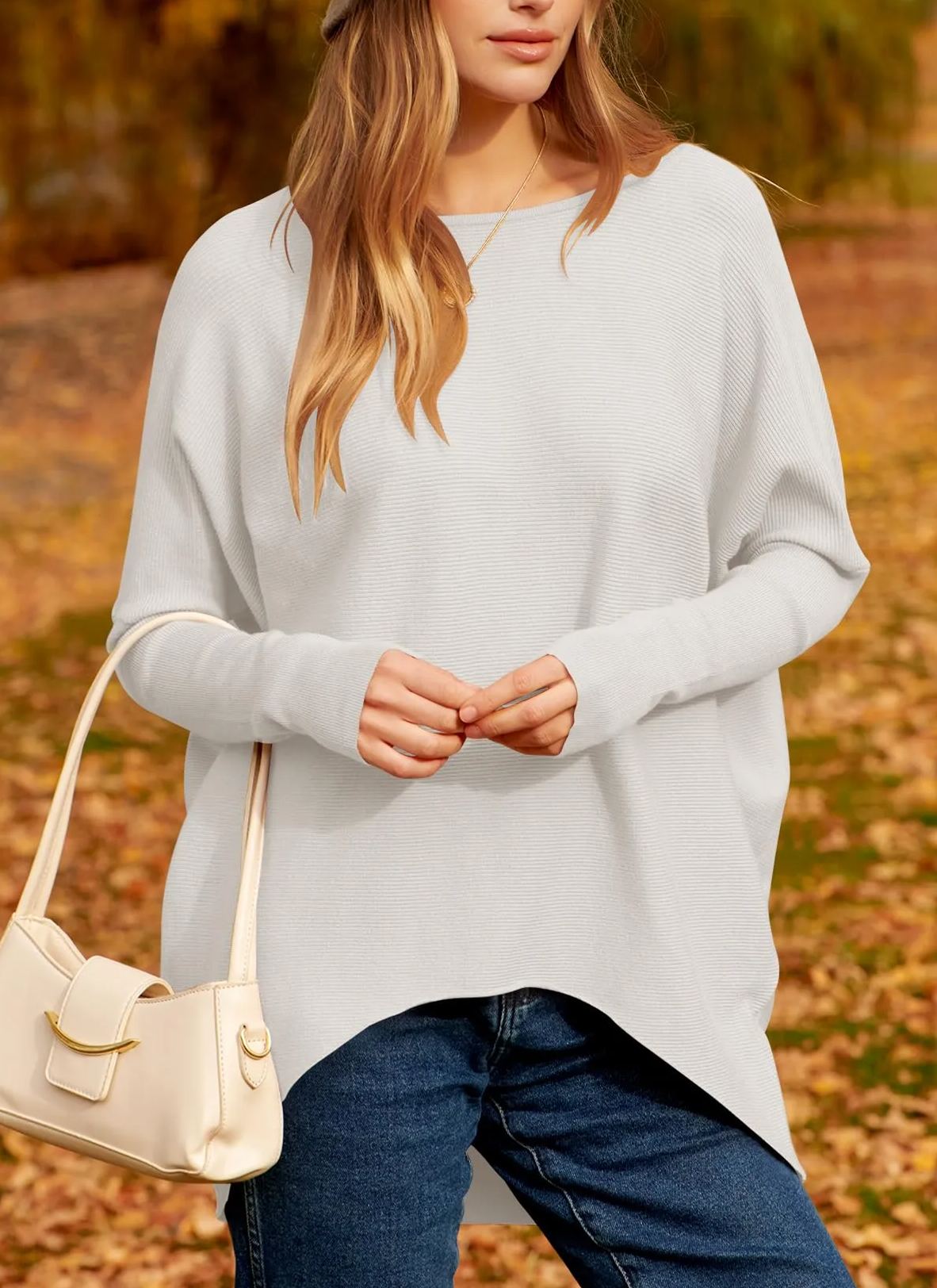 Women's Oversized Dolman Sleeve Knitted Pullover Casual Sweater(Buy 2 Free Shipping)