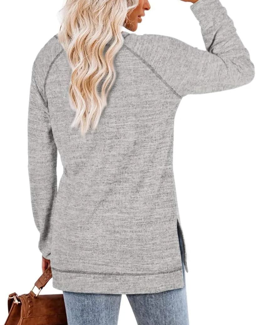 Women's Long Sleeve Side Slit Exposed Seam Top (Buy 2 Free Shipping)