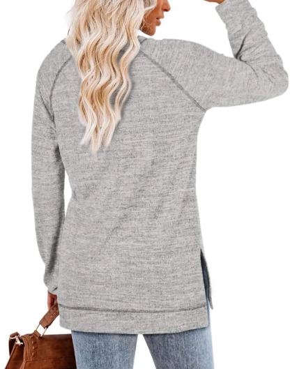 Women's Long Sleeve Side Slit Exposed Seam Top (Buy 2 Free Shipping)