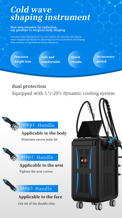 Professional 3 Handles Cellulite Removal Cryolipolysis MachineCool Wave Body Slimming Equipment for Weight Loss