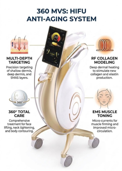 MVS 360 HIFU Machine HIFU Smas Lift Facial Y Corporal Hifu 360 EMS RF Machine