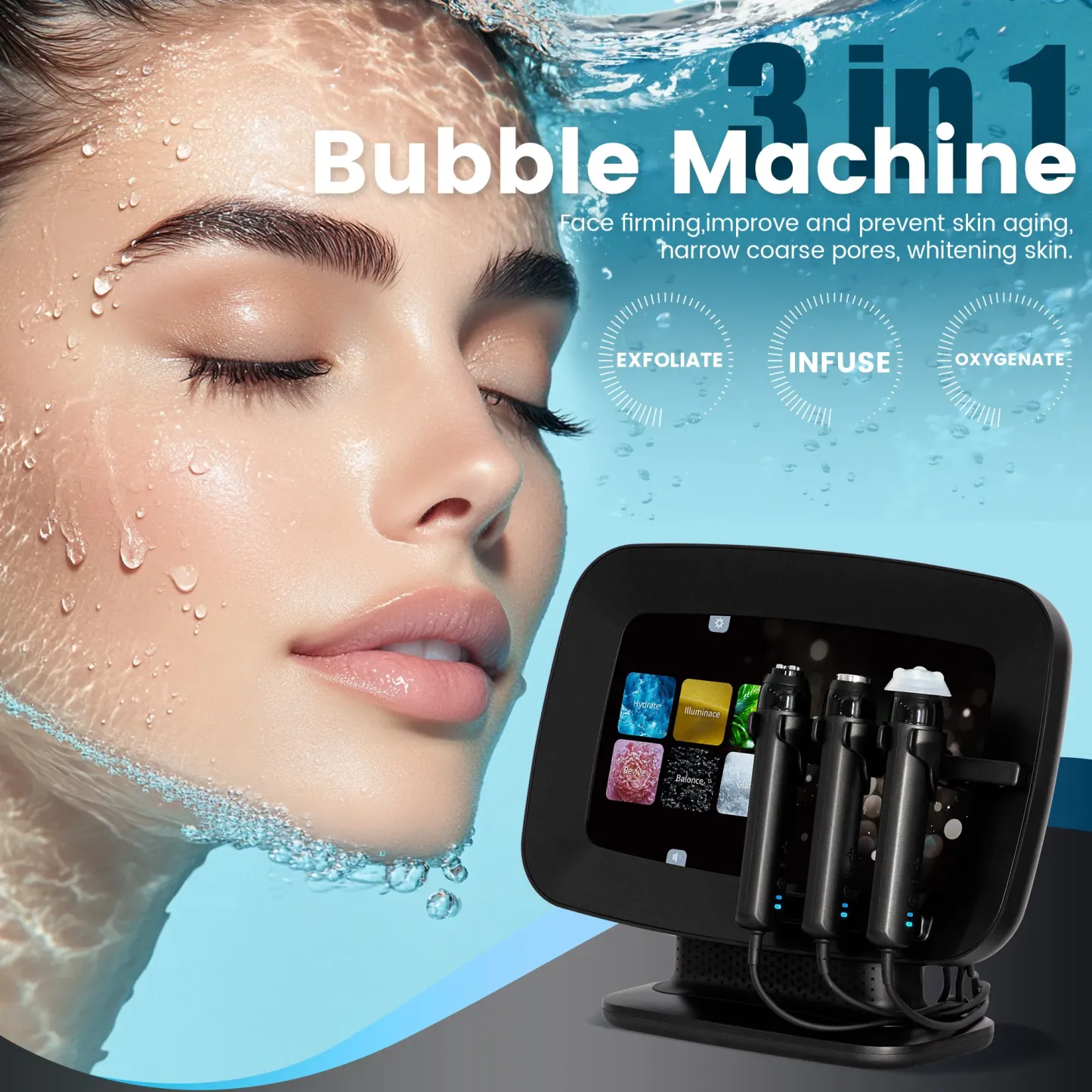 O-008 Professional 3-in-1 Oxygenation Facial Machine Deep Cleansing Moisturizing Skin Tightening Beauty Equipment