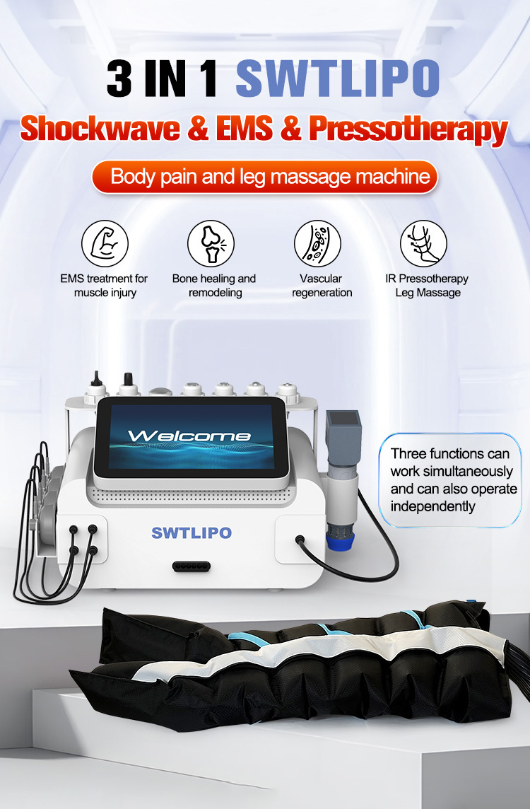 SW931 3IN1 Shock Wave EMS Pressotherapy Lymphatic Drainage Pain Relief Machine