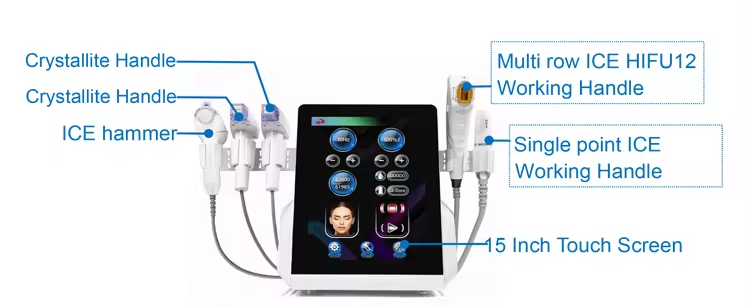 最佳冷冻Hifu机无痛Morpheus8 7厘米深度去除痤疮毛孔收缩装置冷柄射频机商业水疗使用