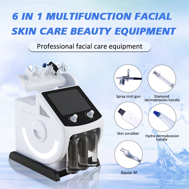 Professional 6 in 1 led mask therapy hydra facial dermabrasion beauty machine