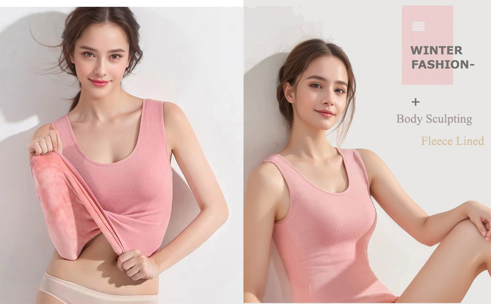 Thermal shapewear Fleece Lined Underwear Tops Cami Tank Top