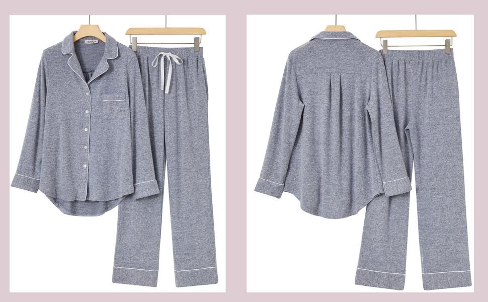 Womens Button Down Pajama Sets