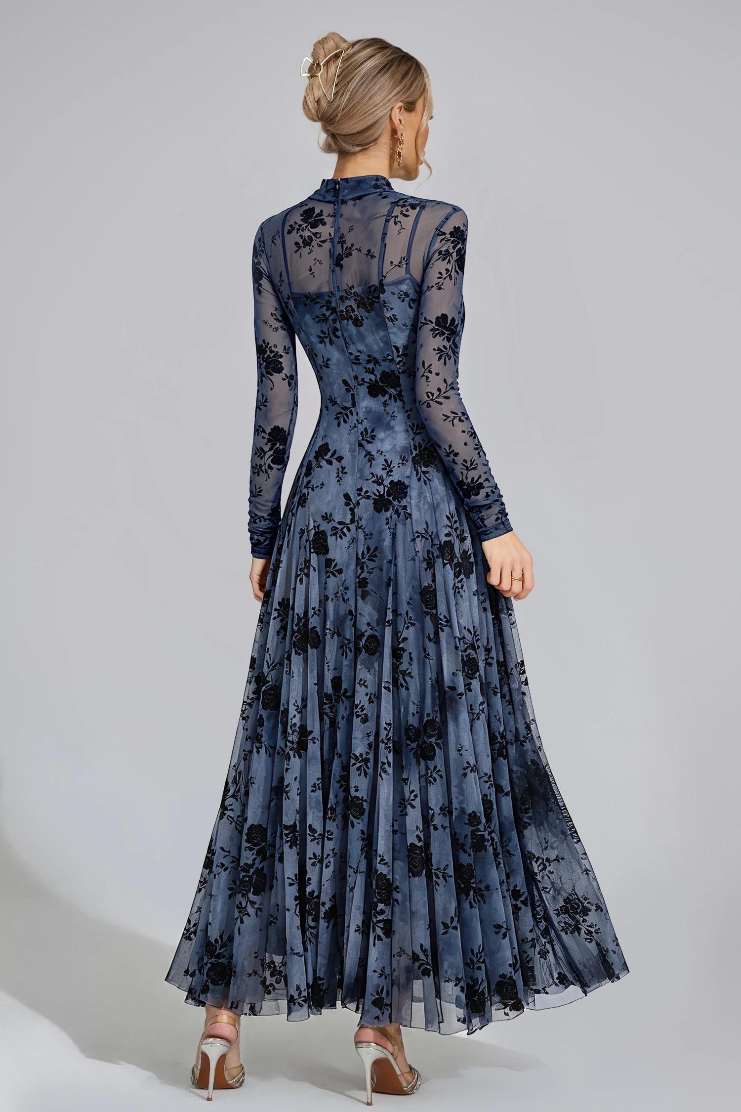 Bronwen Blue Pleated Maxi Dress