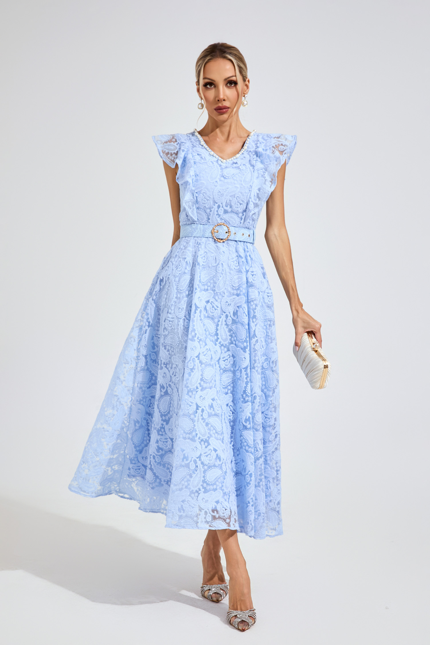 Carter Sapphire Blue Wrap Midi Dress