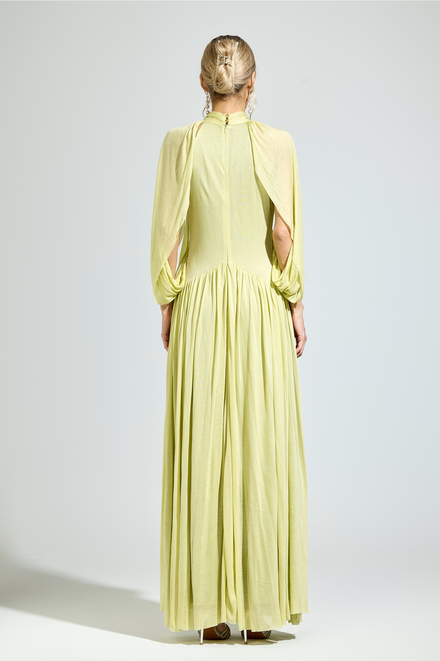 Habermas​ Green Pleated Sweater Dress