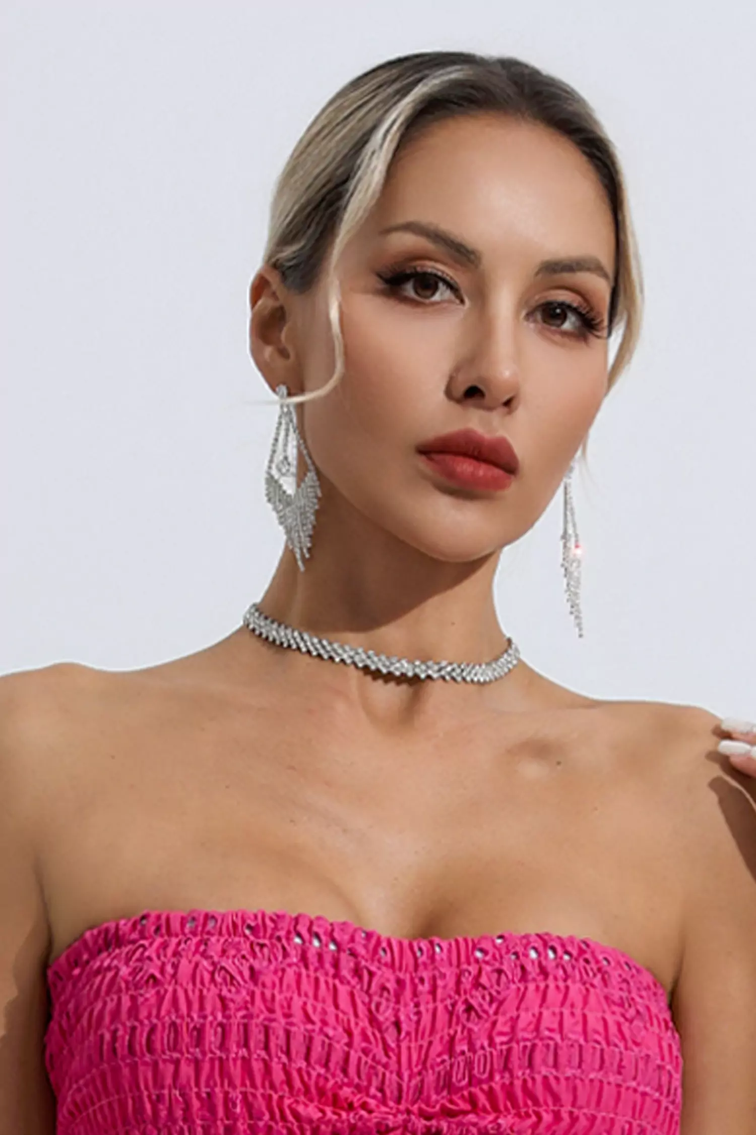 Alaiya Silver Diamond Necklace-CATCHALL