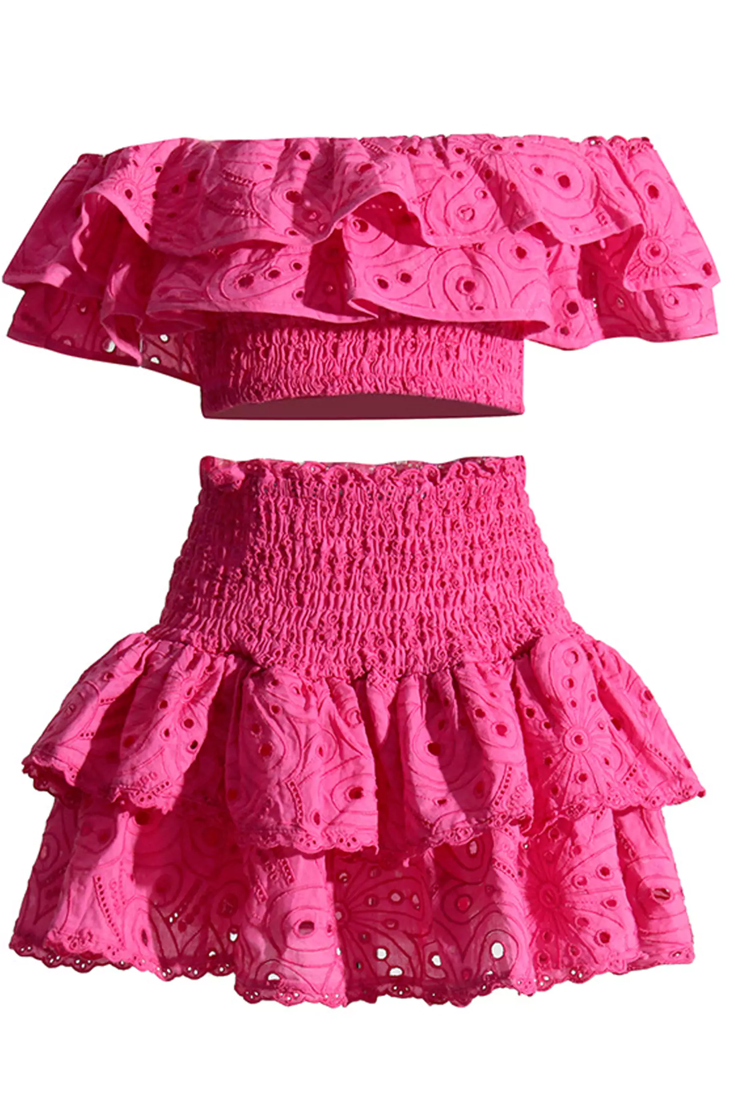 Dorothy Pink Floral Ruffle Off-Shoulder Set-CATCHALL
