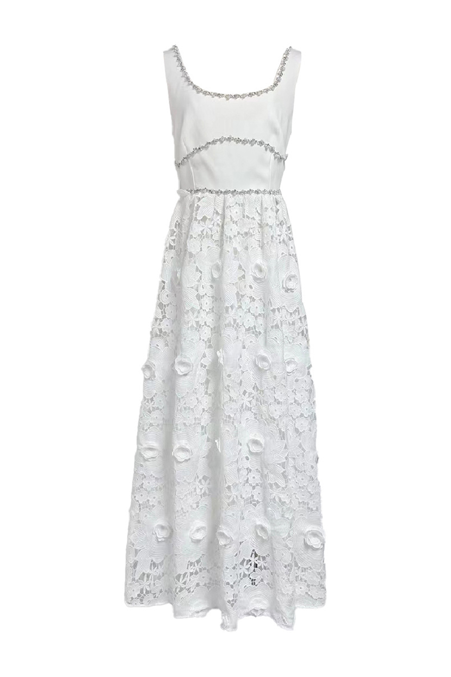 Peter White Cut Out Flower Sleeveless Dress