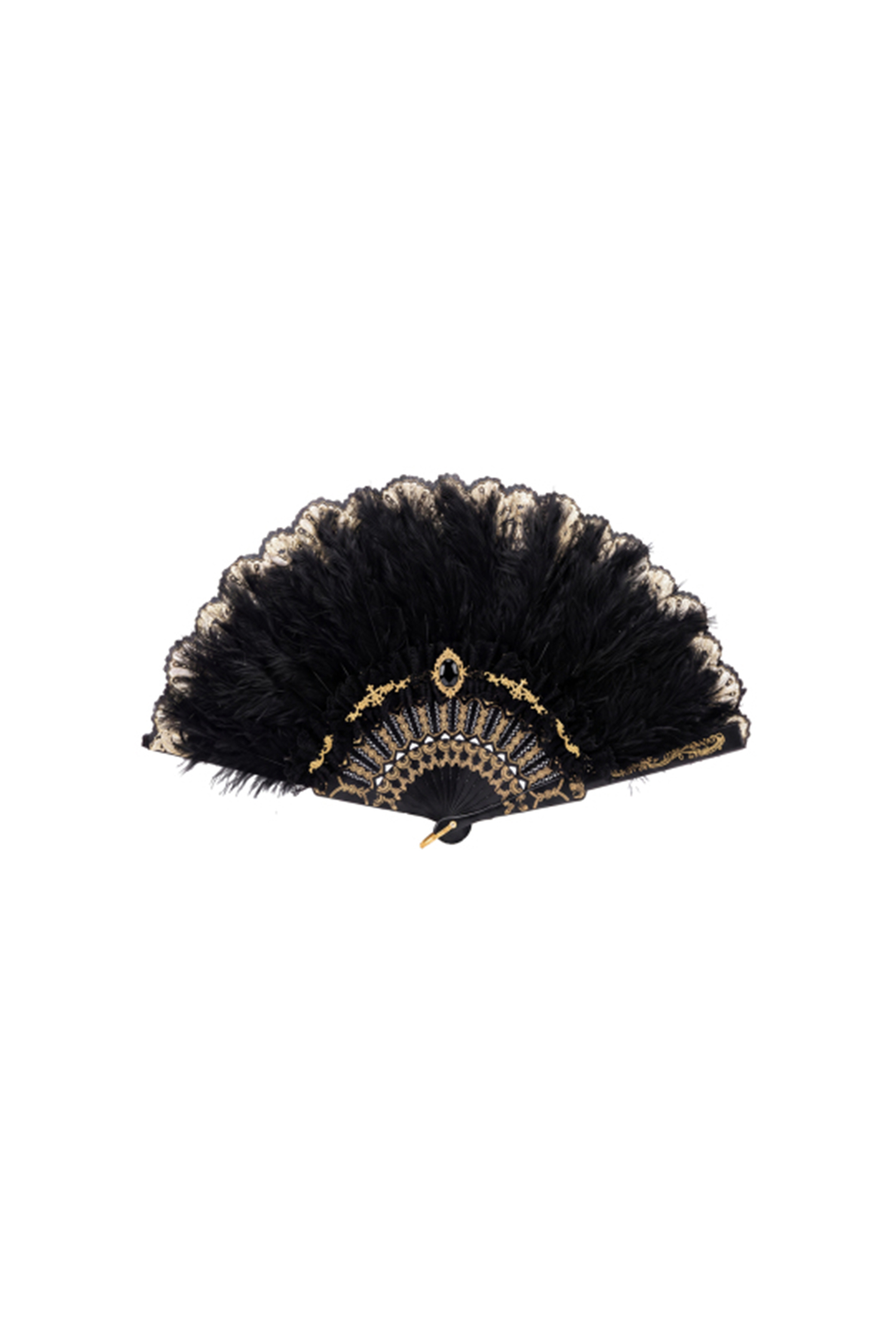 Marcelina Lace Feather Folding Fan