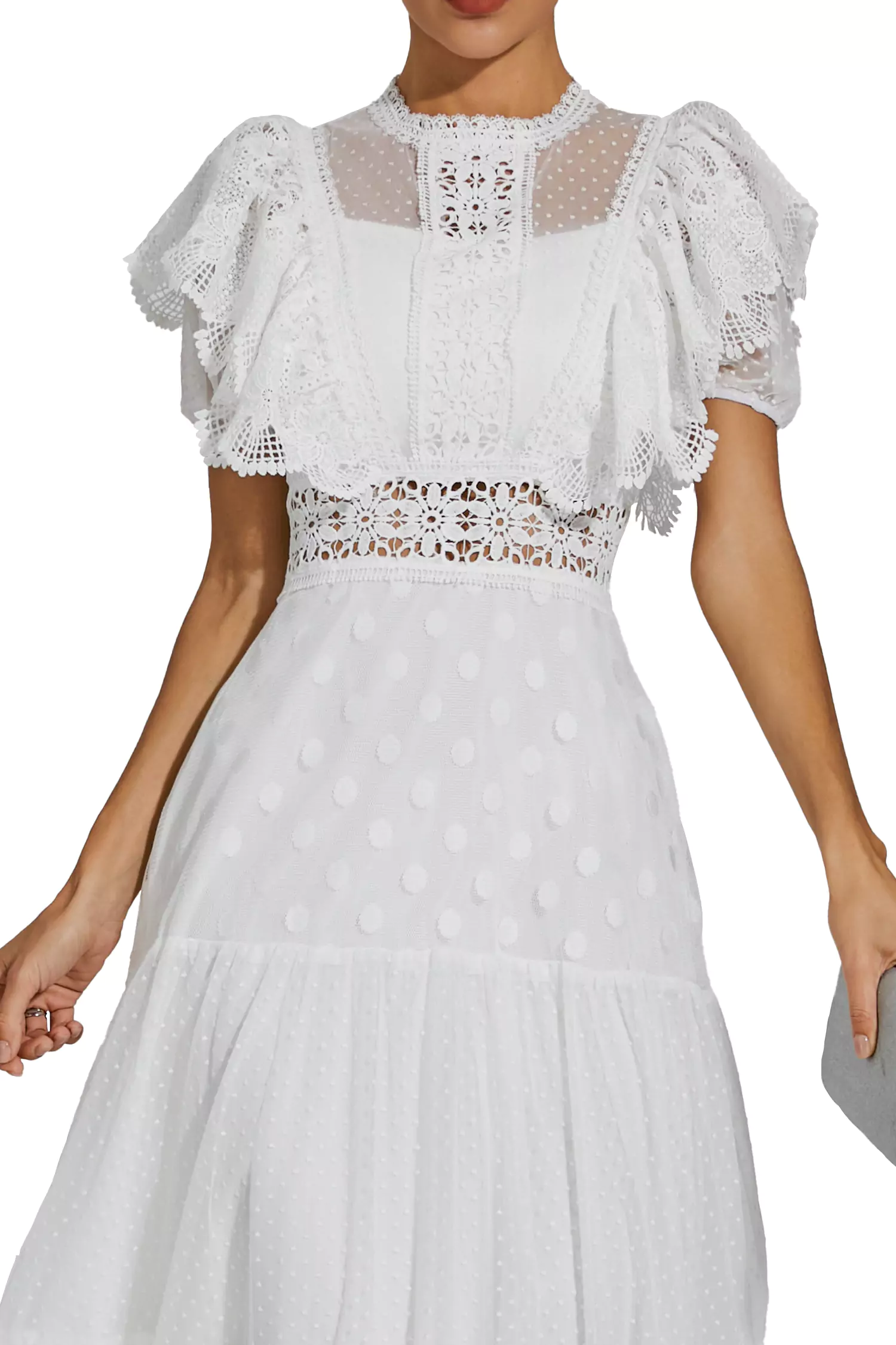 Noor White Polka Dot Maxi Dress-CATCHALL