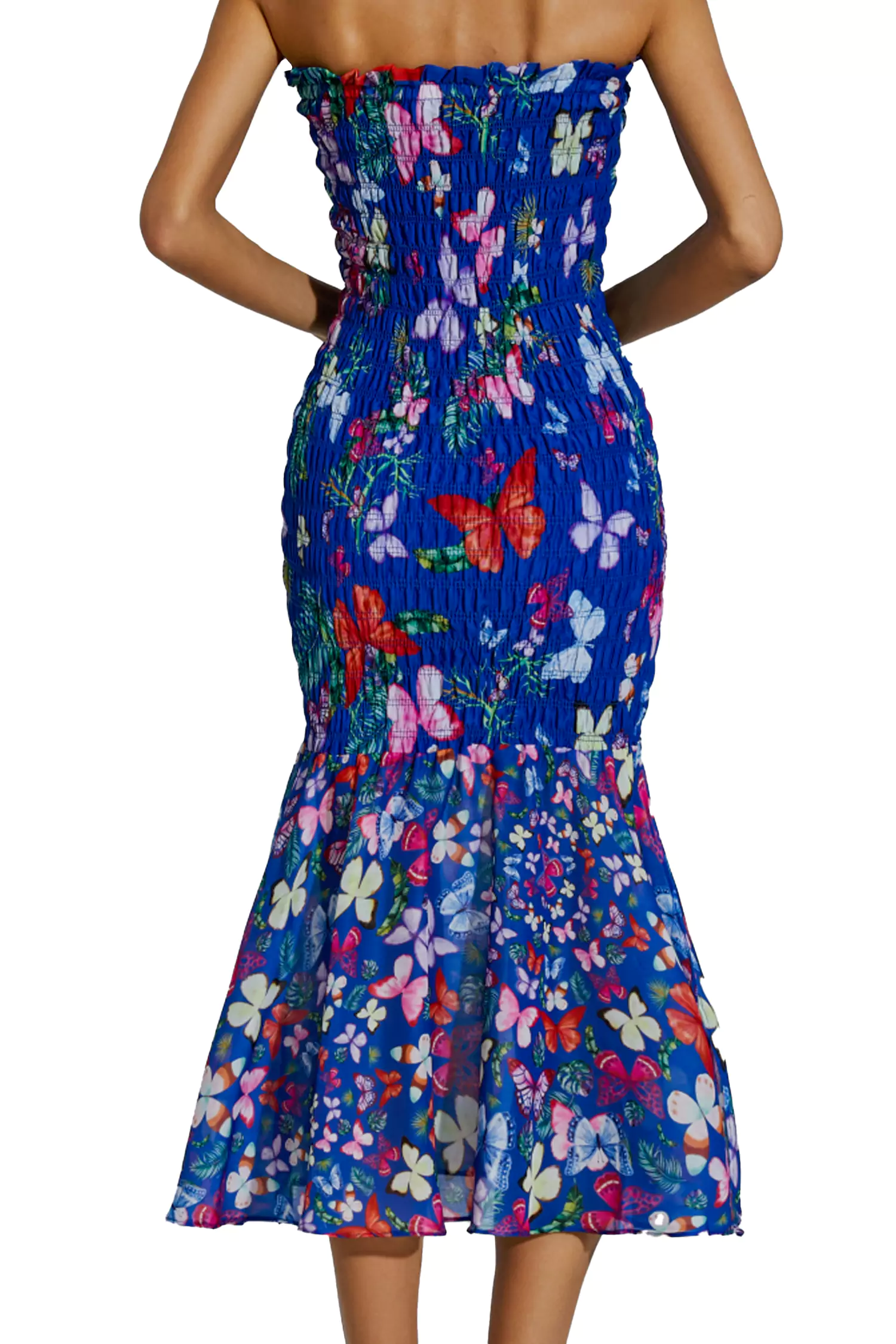 Catchall Paloma Blue Butterfly Printed Halter Dress S