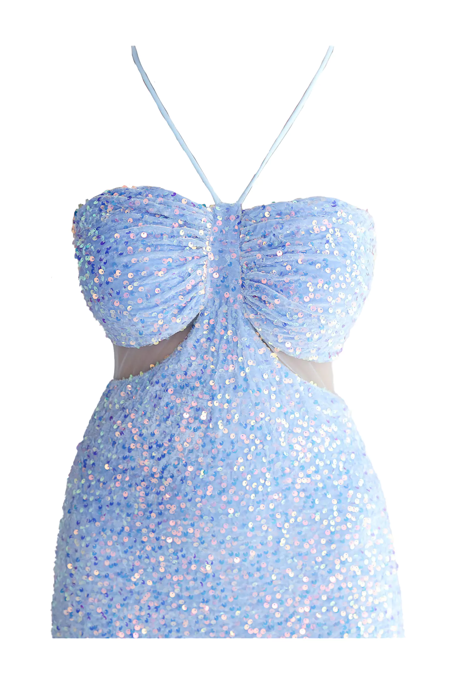 Artemis Blue Sequins Halter Dress-CATCHALL