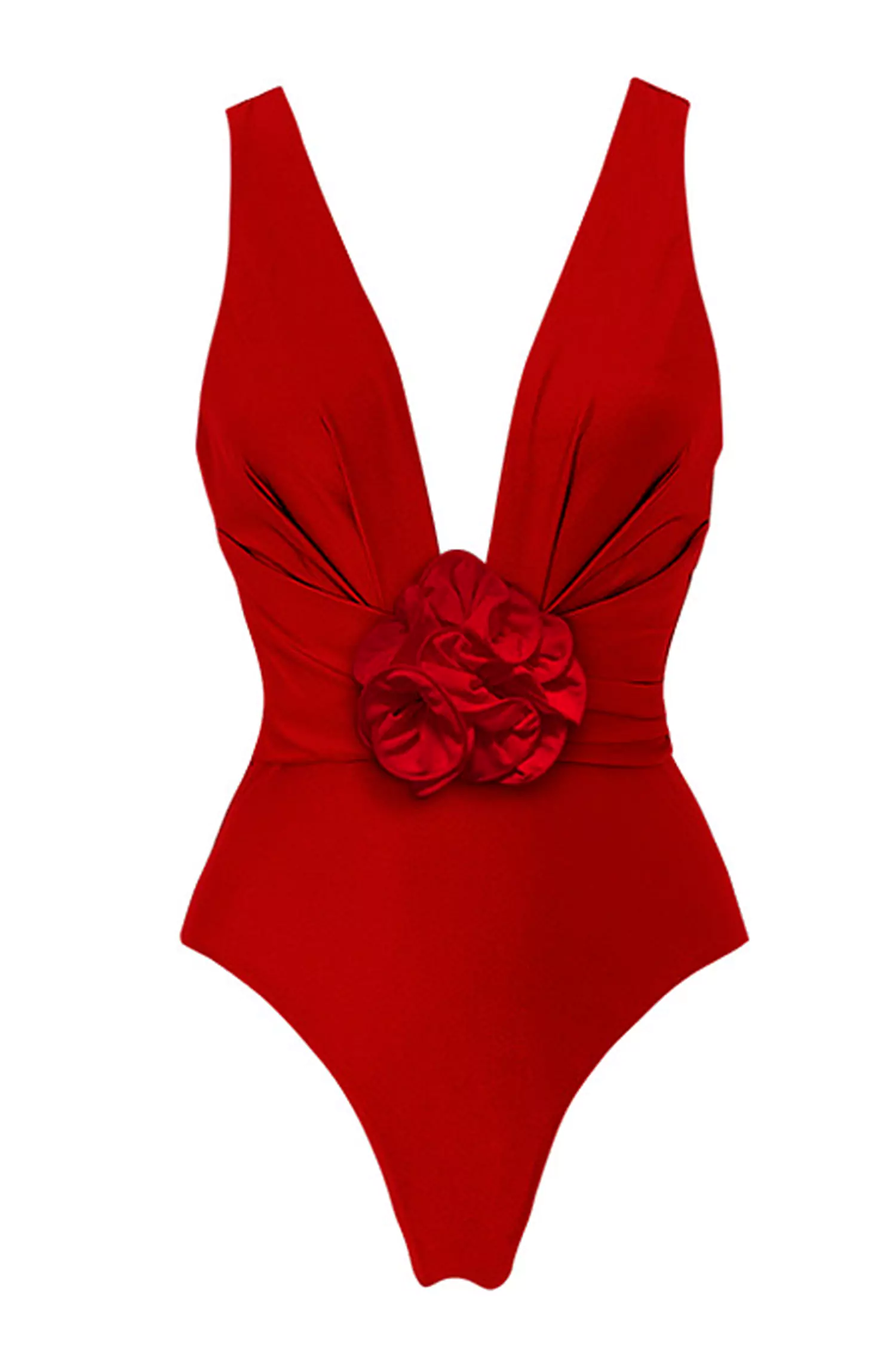 megmeg　ランバンスポール　ワンピース38 赤レッド Mazikeen Red Rose V-neck One Piece Swimwear