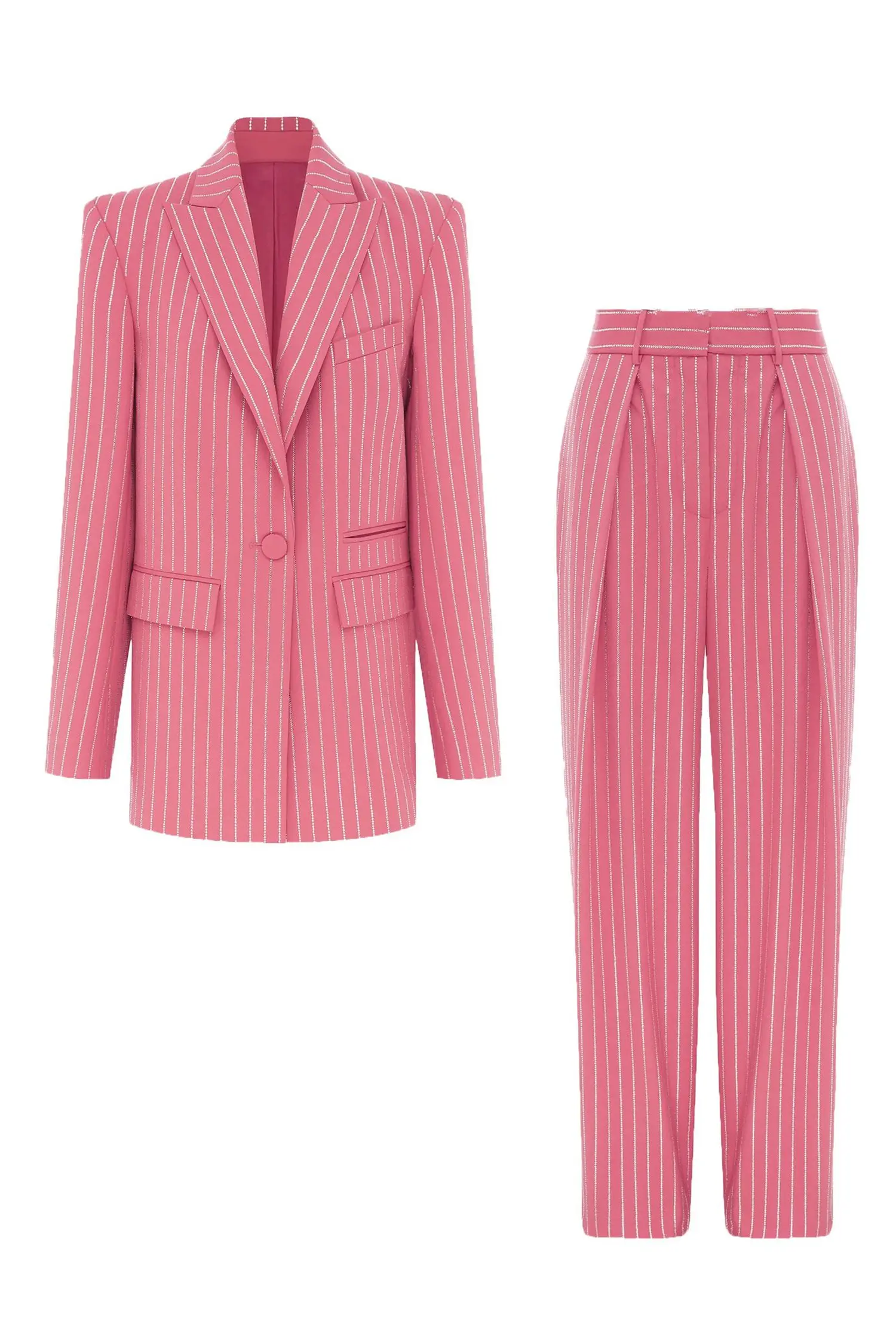 Merlin Pink Vertical Striped Blazer Set-CATCHALL
