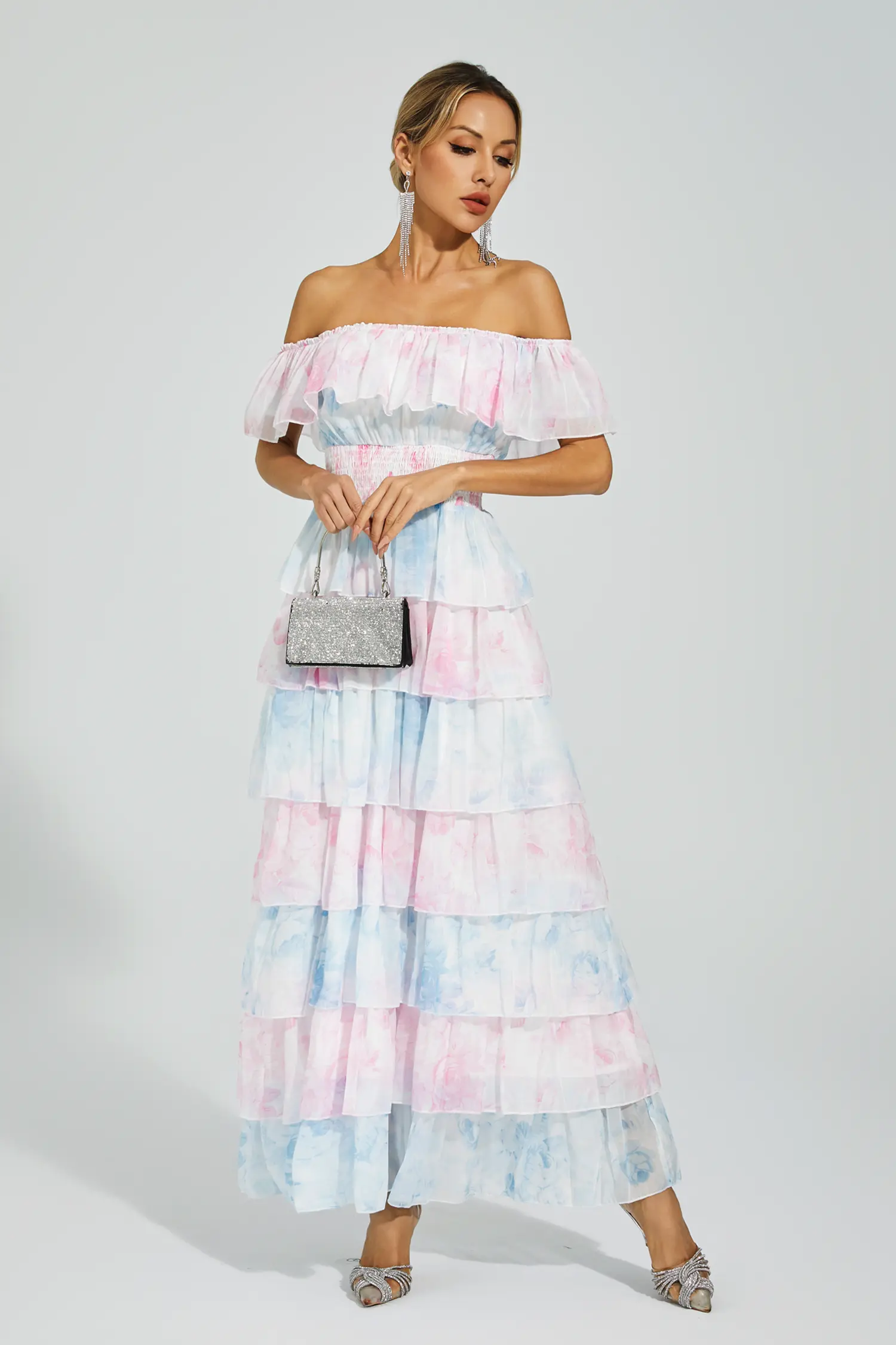 Paola Blue Pink Colored Ruched Dress-CATCHALL