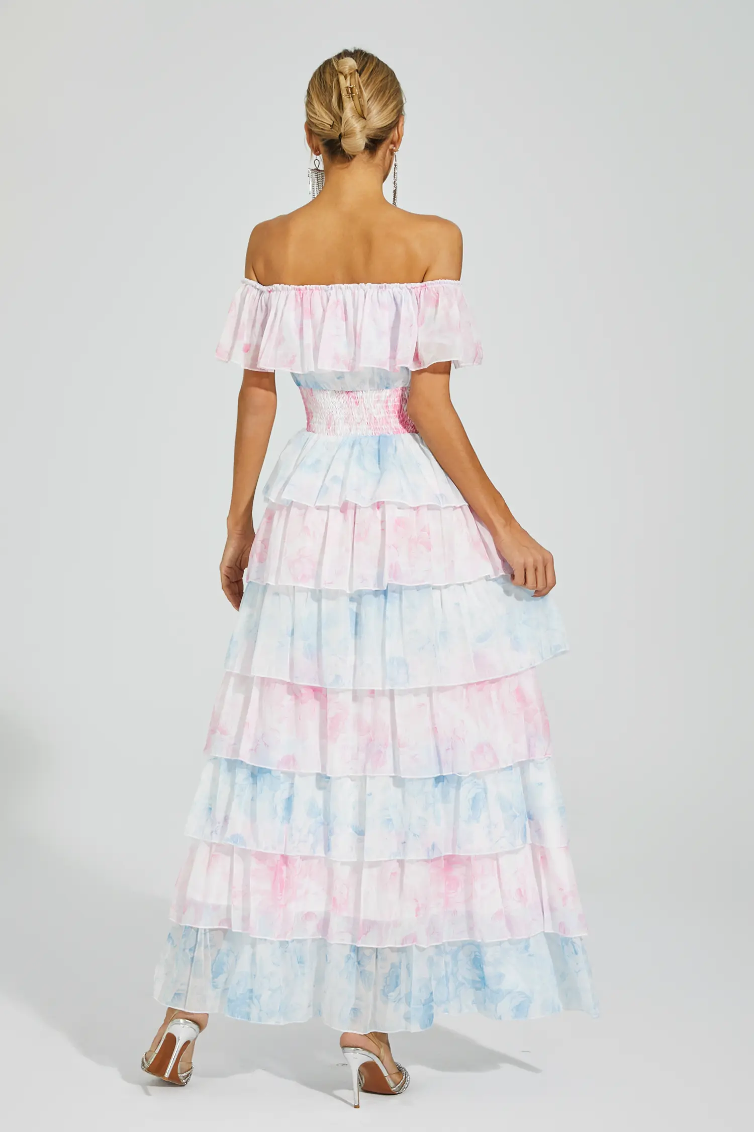 Paola Blue Pink Colored Ruched Dress-CATCHALL