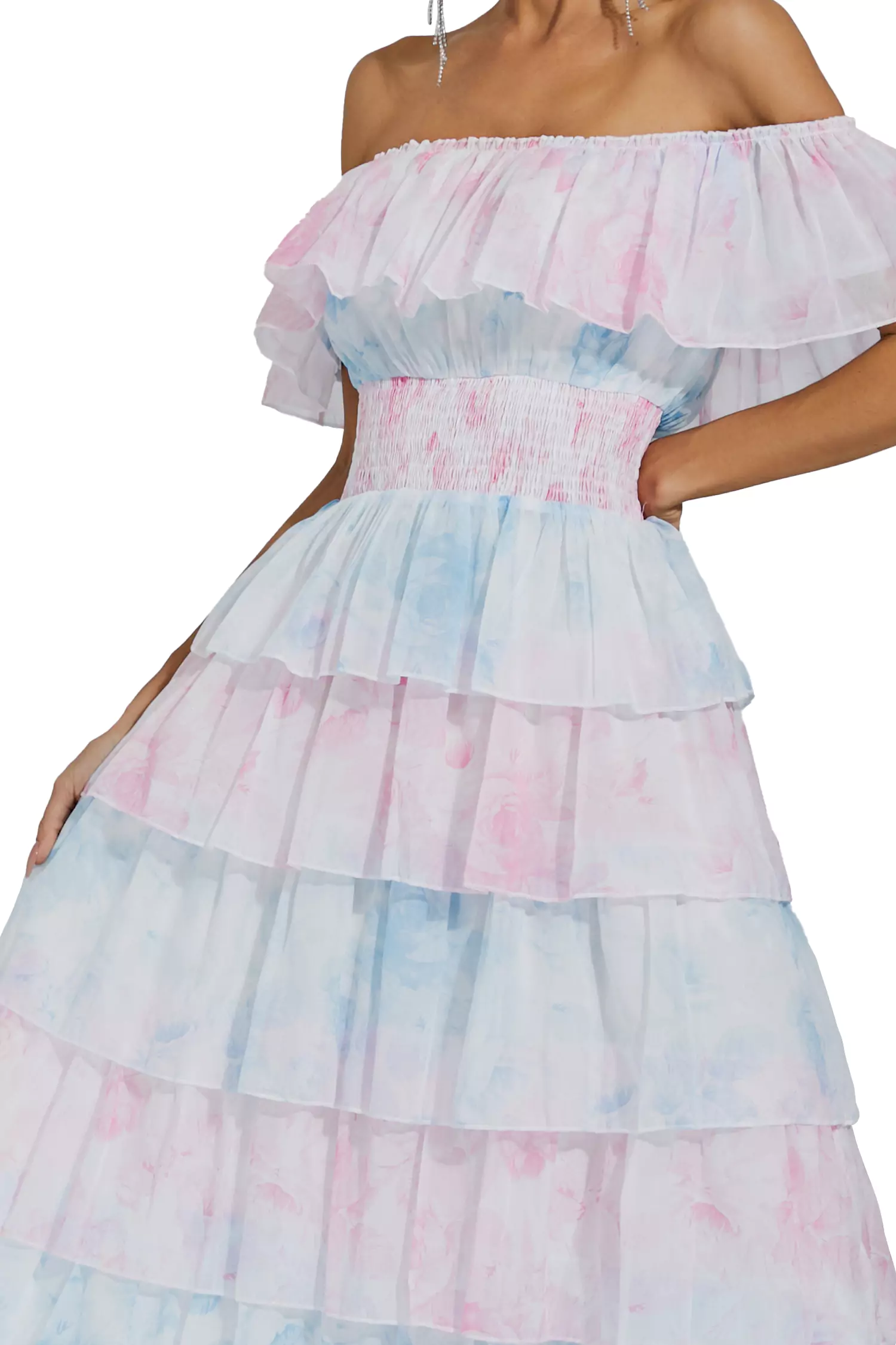 Paola Blue Pink Colored Ruched Dress-CATCHALL