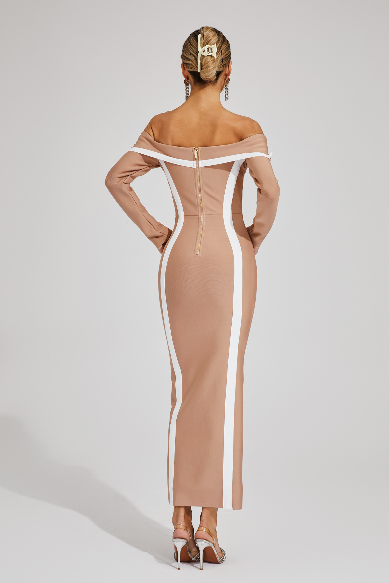 Harrod Apricot Off Shoulder Bandage Dress
