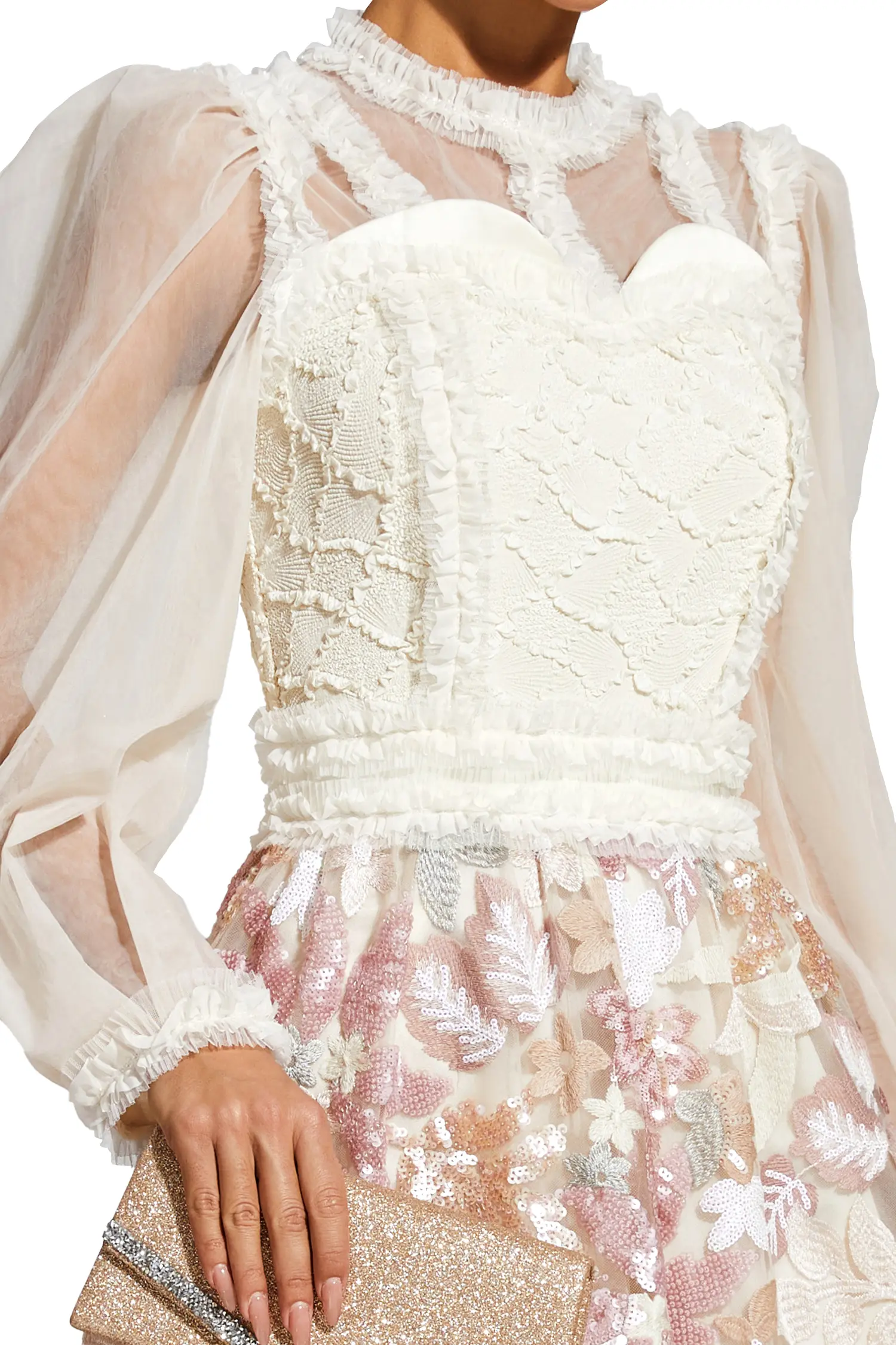 Winifred White Mesh Floral Dress-CATCHALL