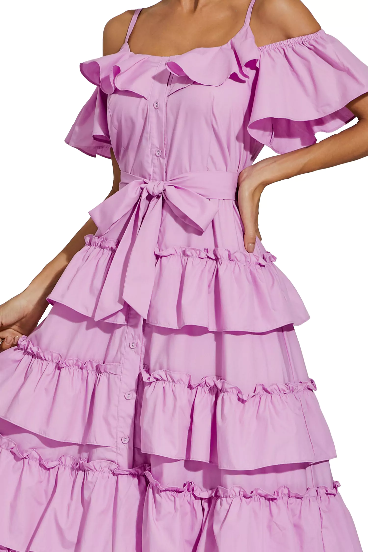 Eleanora Purple Tiered Slip Dress-CATCHALL