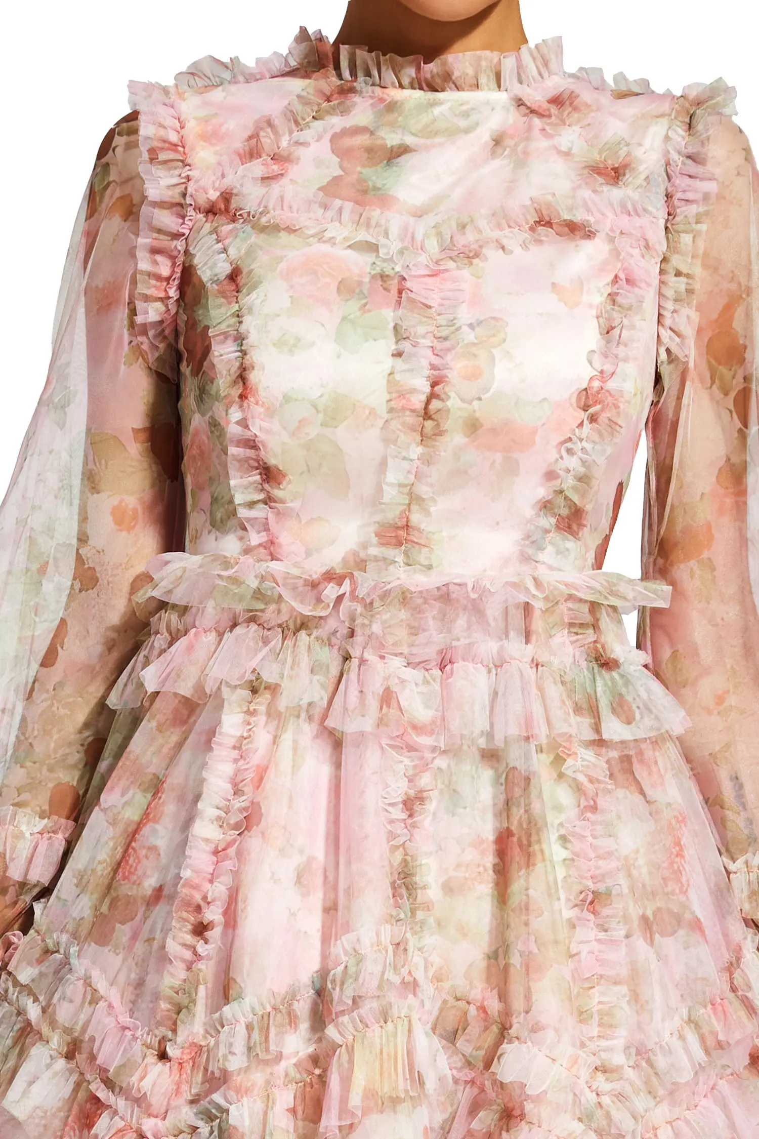 Roosevelt Pink Floral Mesh Dress