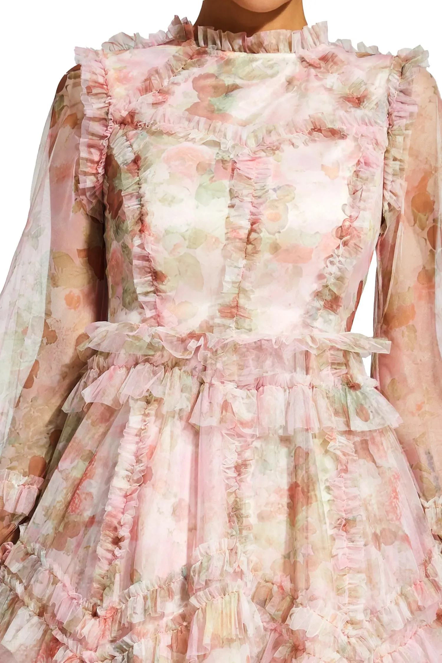 Roosevelt Pink Floral Mesh Dress