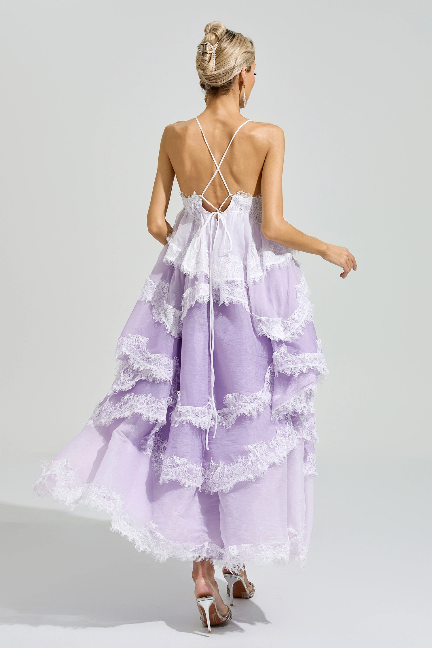 Leibniz Purple Lace Party Dress