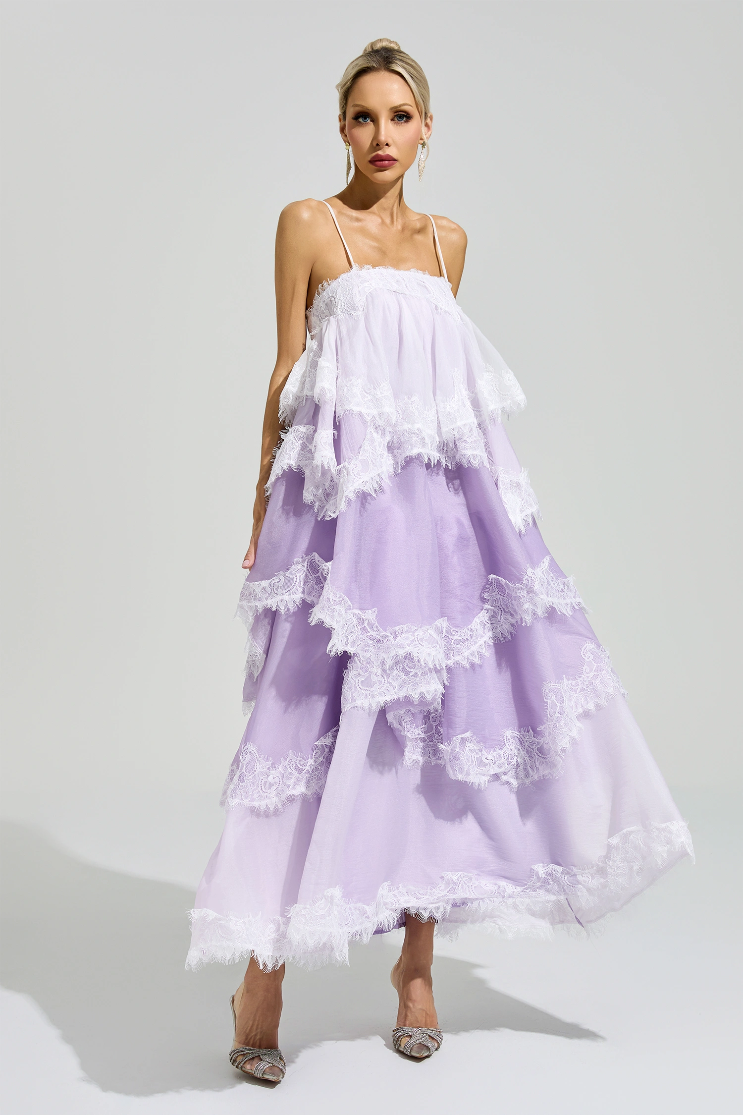 Leibniz Purple Lace Party Dress