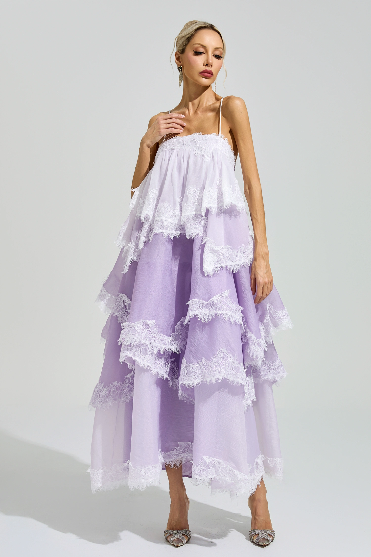 Leibniz Purple Lace Party Dress