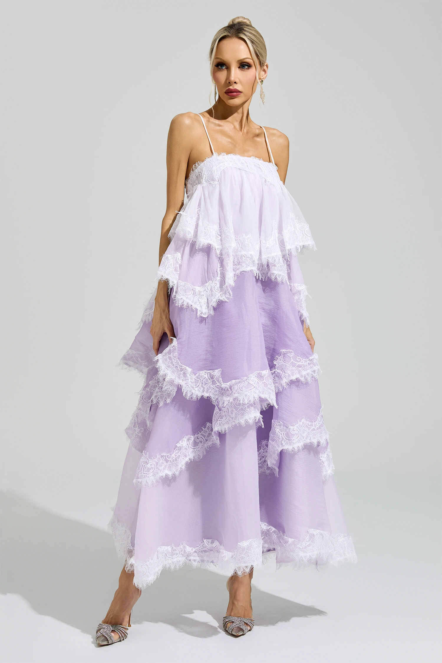 Leibniz Purple Lace Party Dress