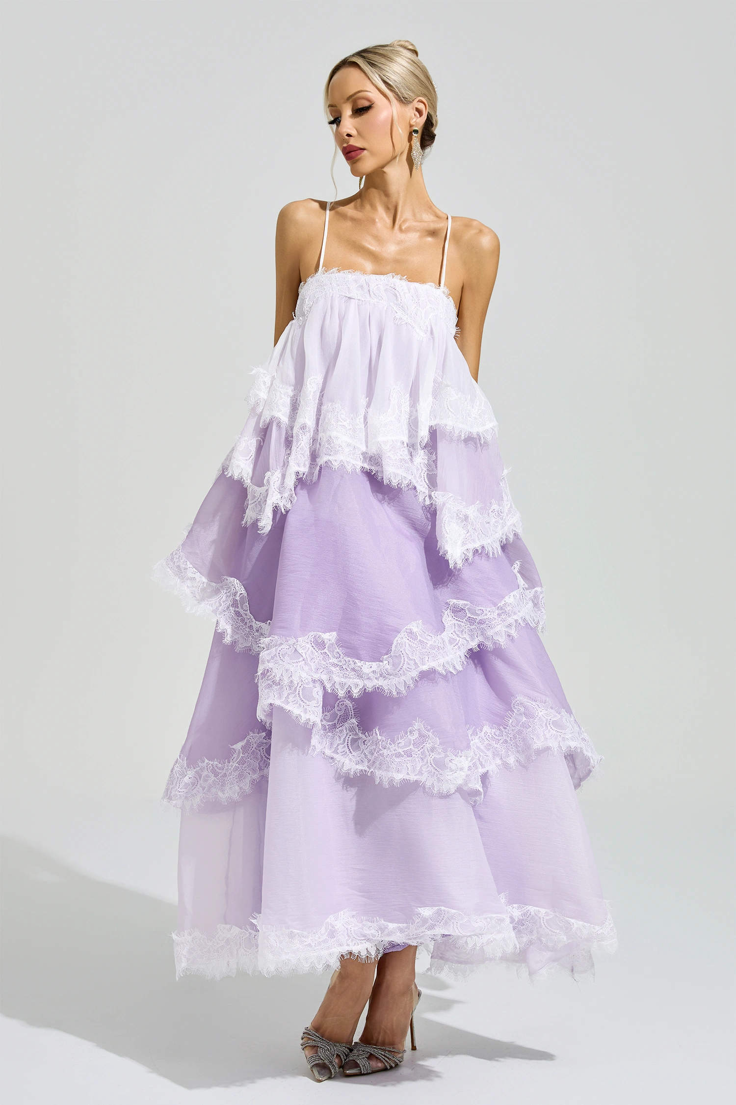 Leibniz Purple Lace Party Dress
