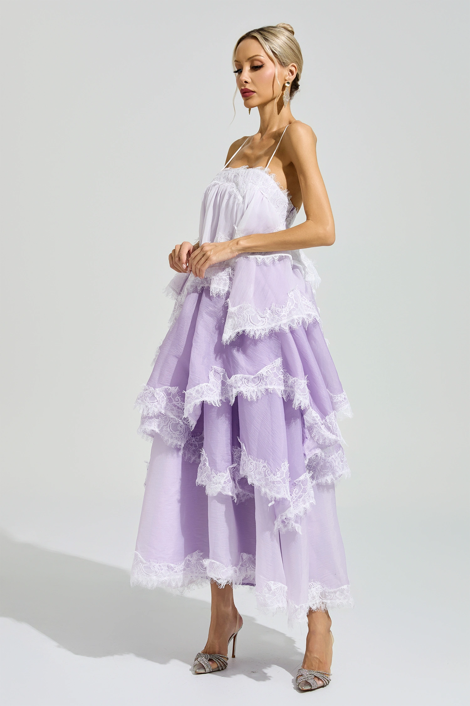 Leibniz Purple Lace Party Dress