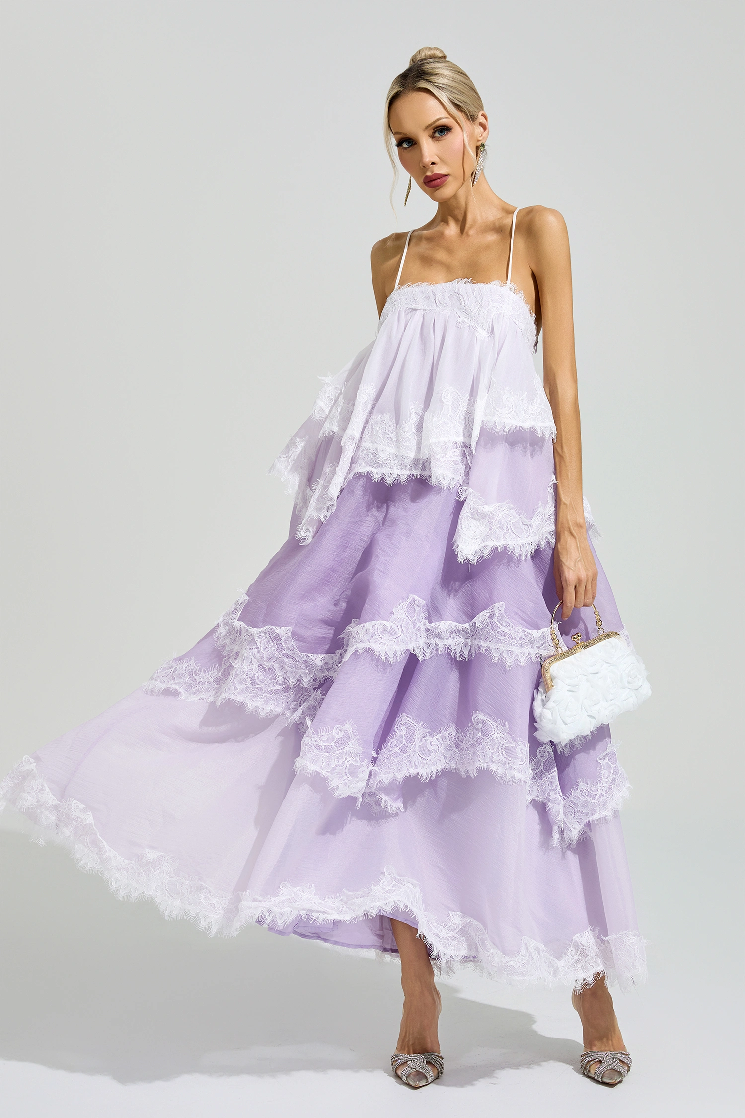 Leibniz Purple Lace Party Dress