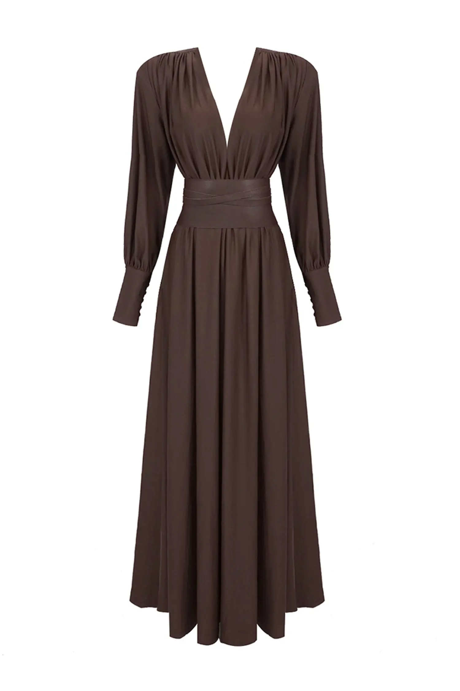 Dickey Brown Corseted Maxi Dress-CATCHALL