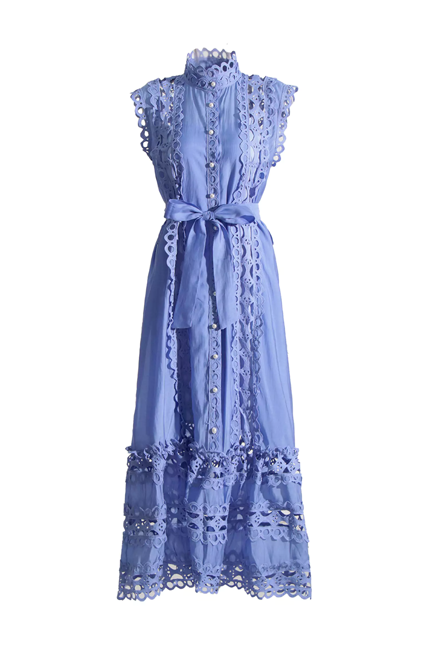 Kennedi Blue Sleeveless Hollow Maxi Dress-CATCHALL