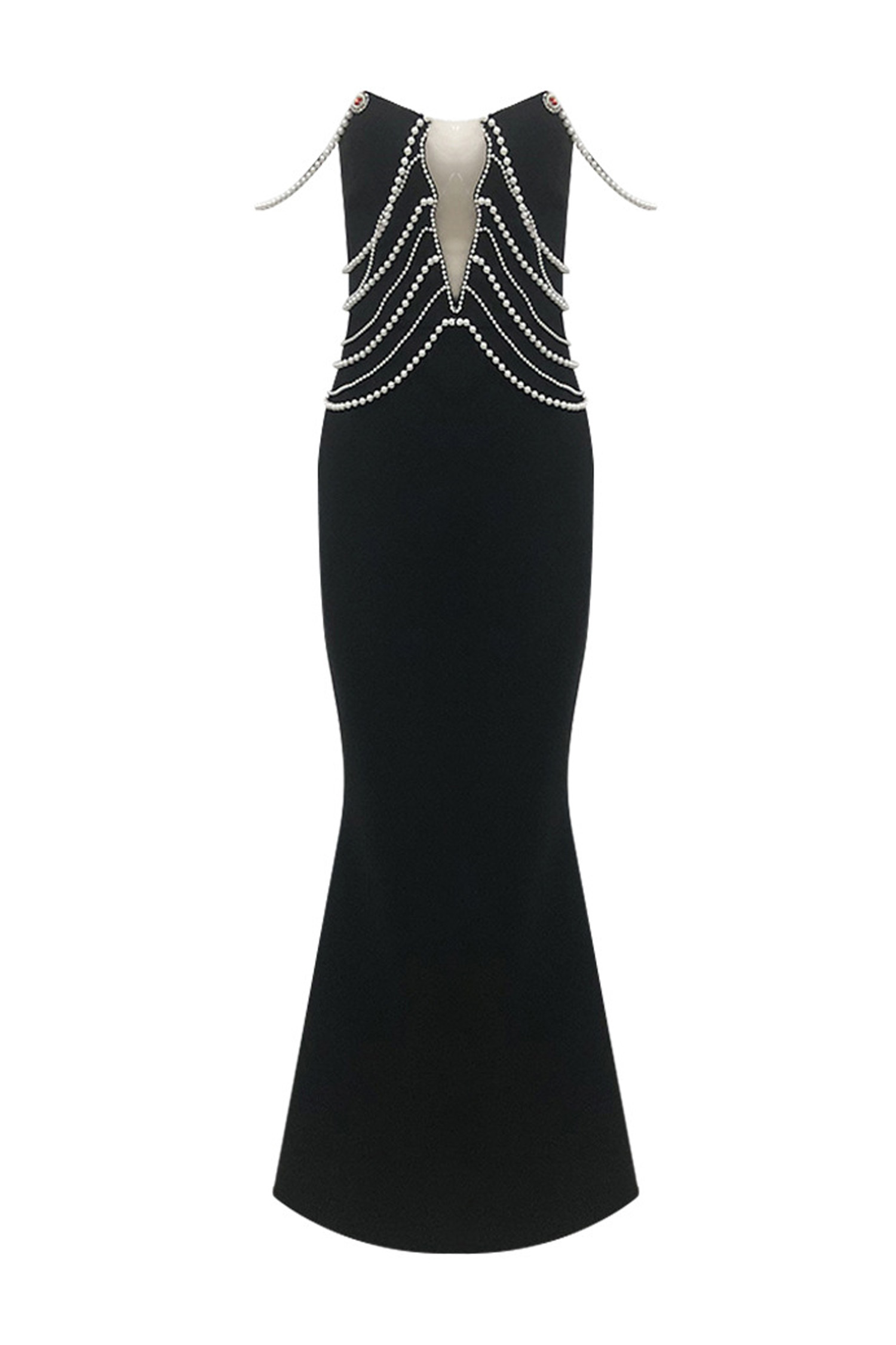 Payne Black Pearls Off Shoulder Dress