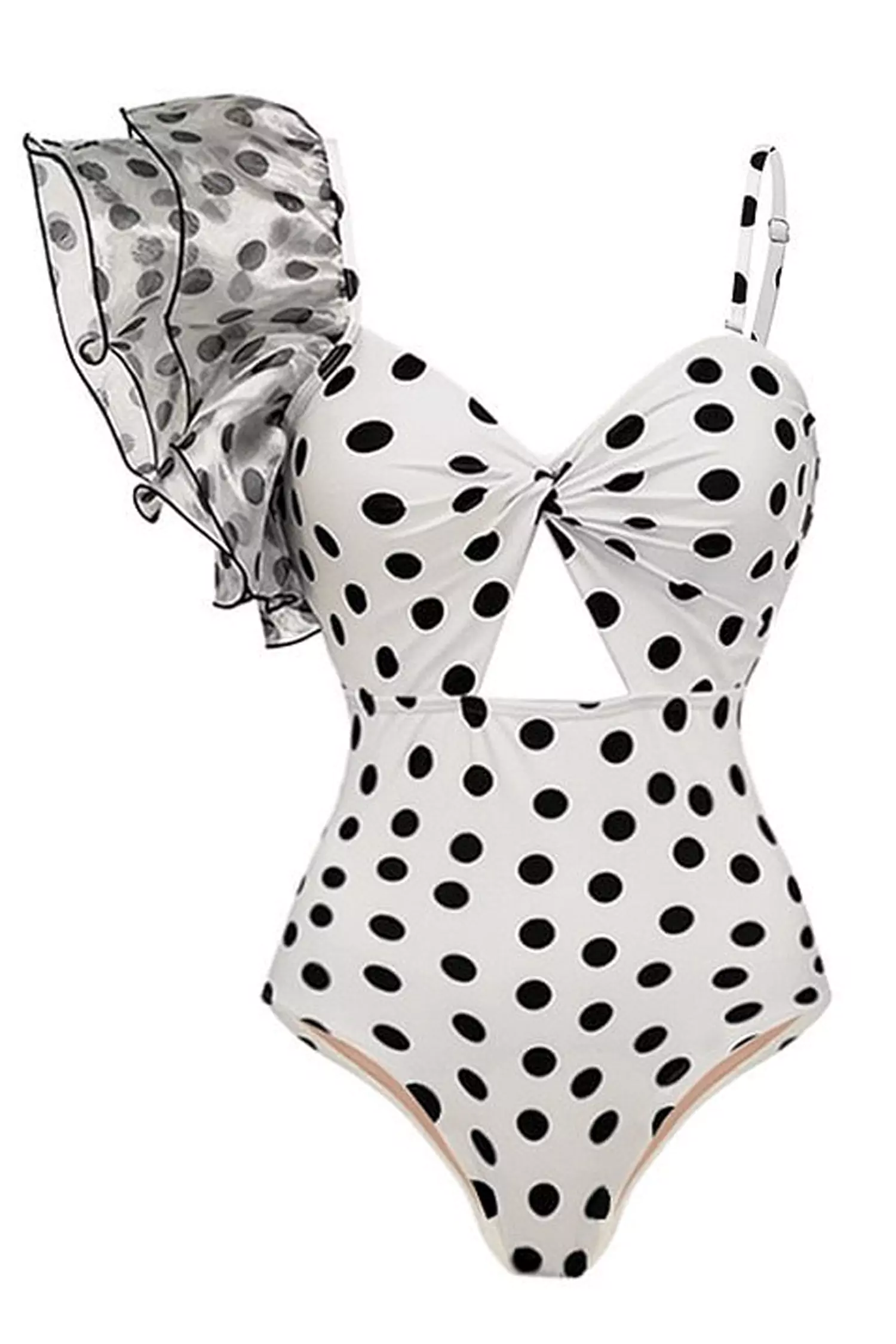 Jaylene White Polka Dot Ruffle Swimwear-CATCHALL
