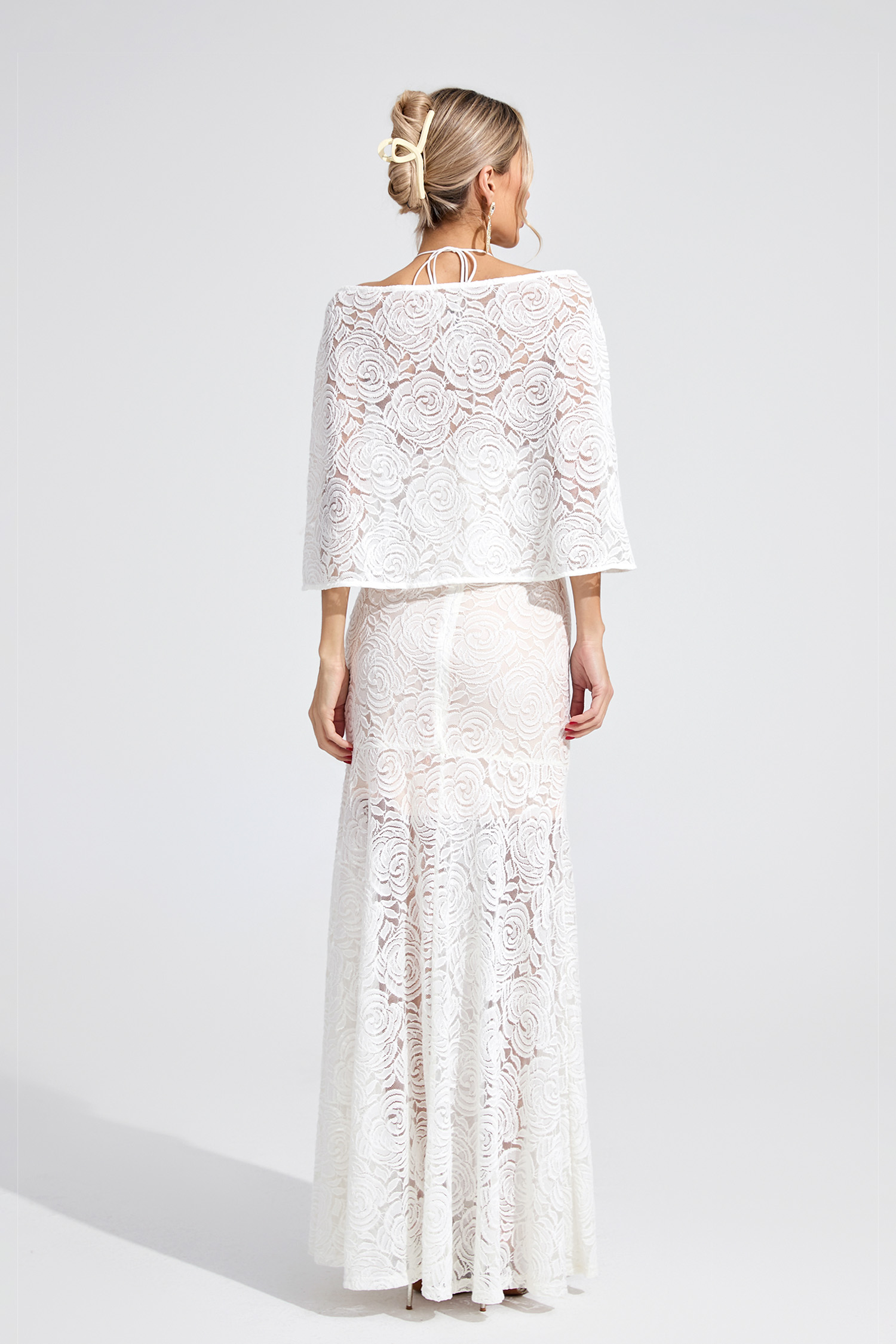 Teleri White Cape Maxi Dress