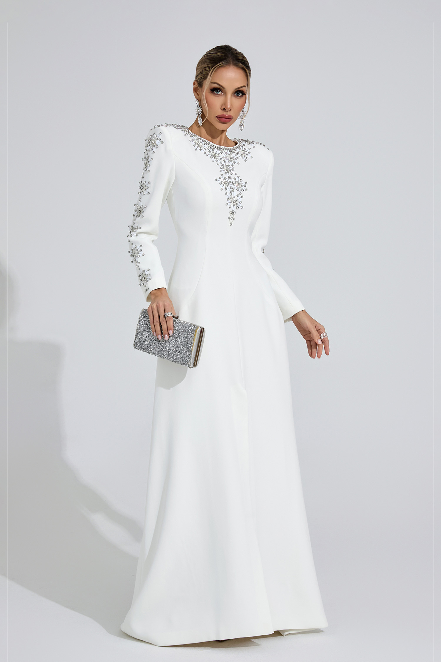 Lucinda White Diamond Maxi Dress
