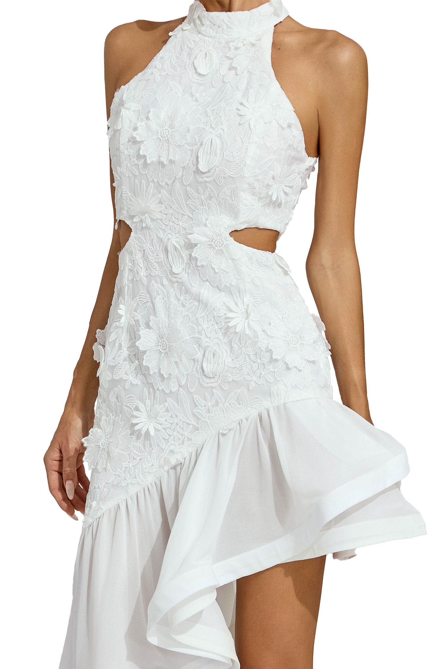 Ferdinand White Lace Cut Out Dress