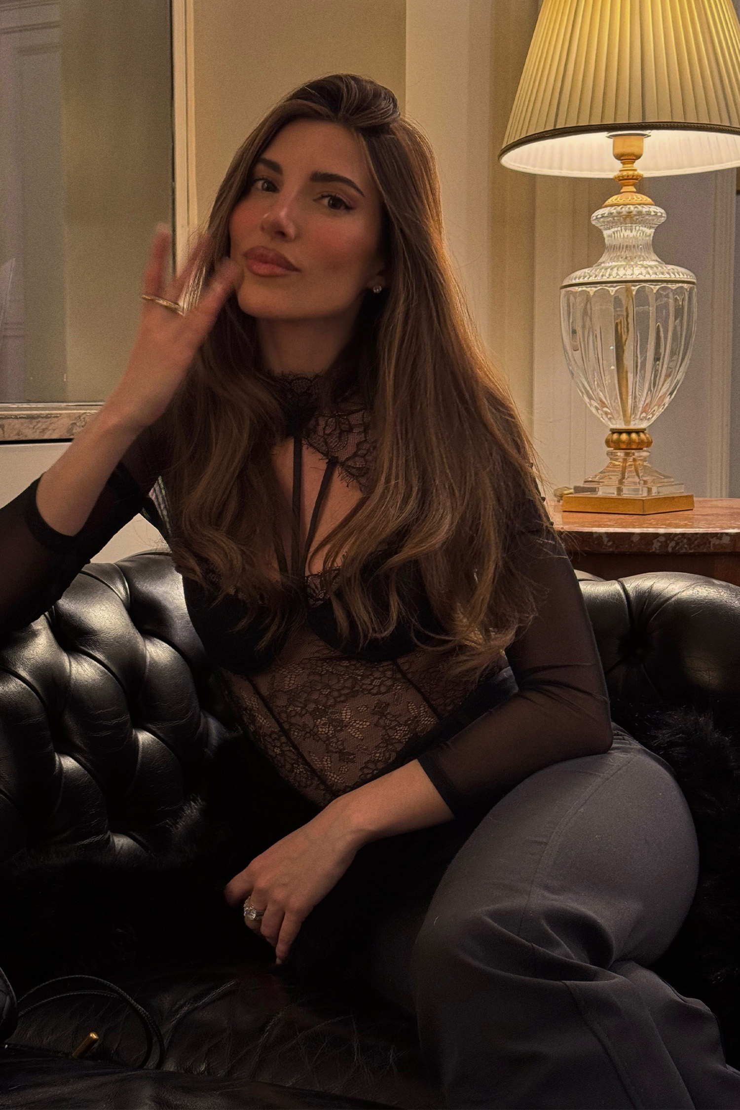 Augustus Black Sheer Lace Jumpsuit