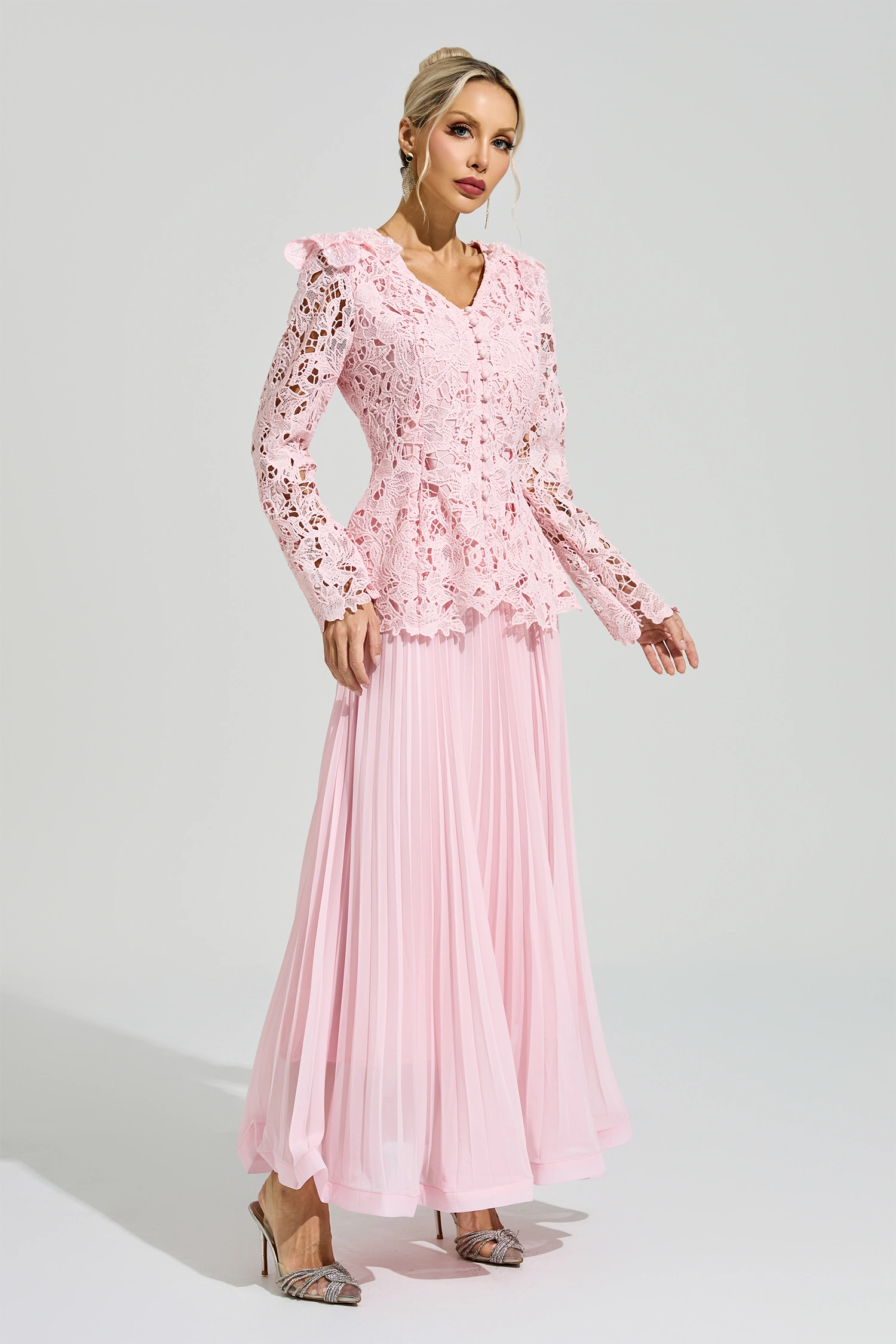 Reich Pink Lace Two Piece Dress
