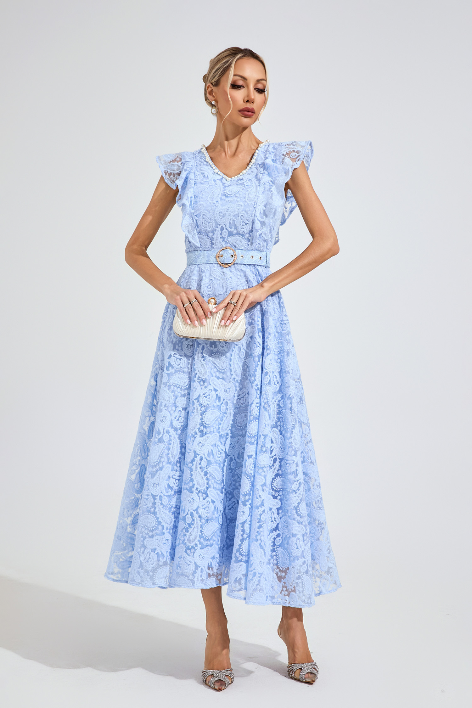 Carter Sapphire Blue Wrap Midi Dress